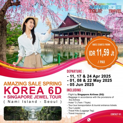 AMAZING SALE SPRING KOREA + SINGAPORE JEWEL TOUR 6D